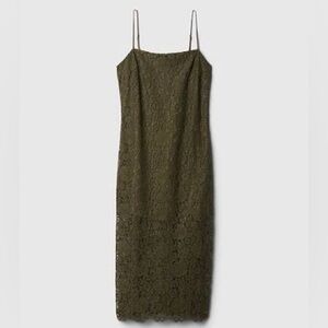 Olive Green Lace Cocktail Dress with slip